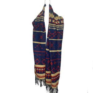 Berkshire‎ Womens Shaw/Scarf Burgundy Navy Beige Fringe